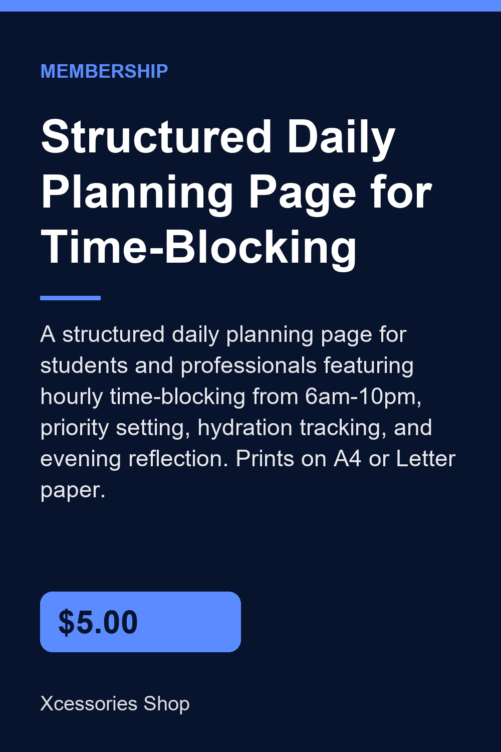 Structured Daily Planning Page for Time-Blocking cover